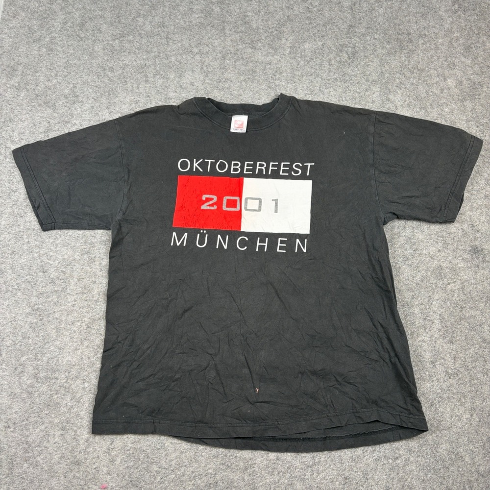 2001 Munchen Germany T‎ Shirt Mens XL Black Oktoberfest Y2K Vintage Graphic Tee